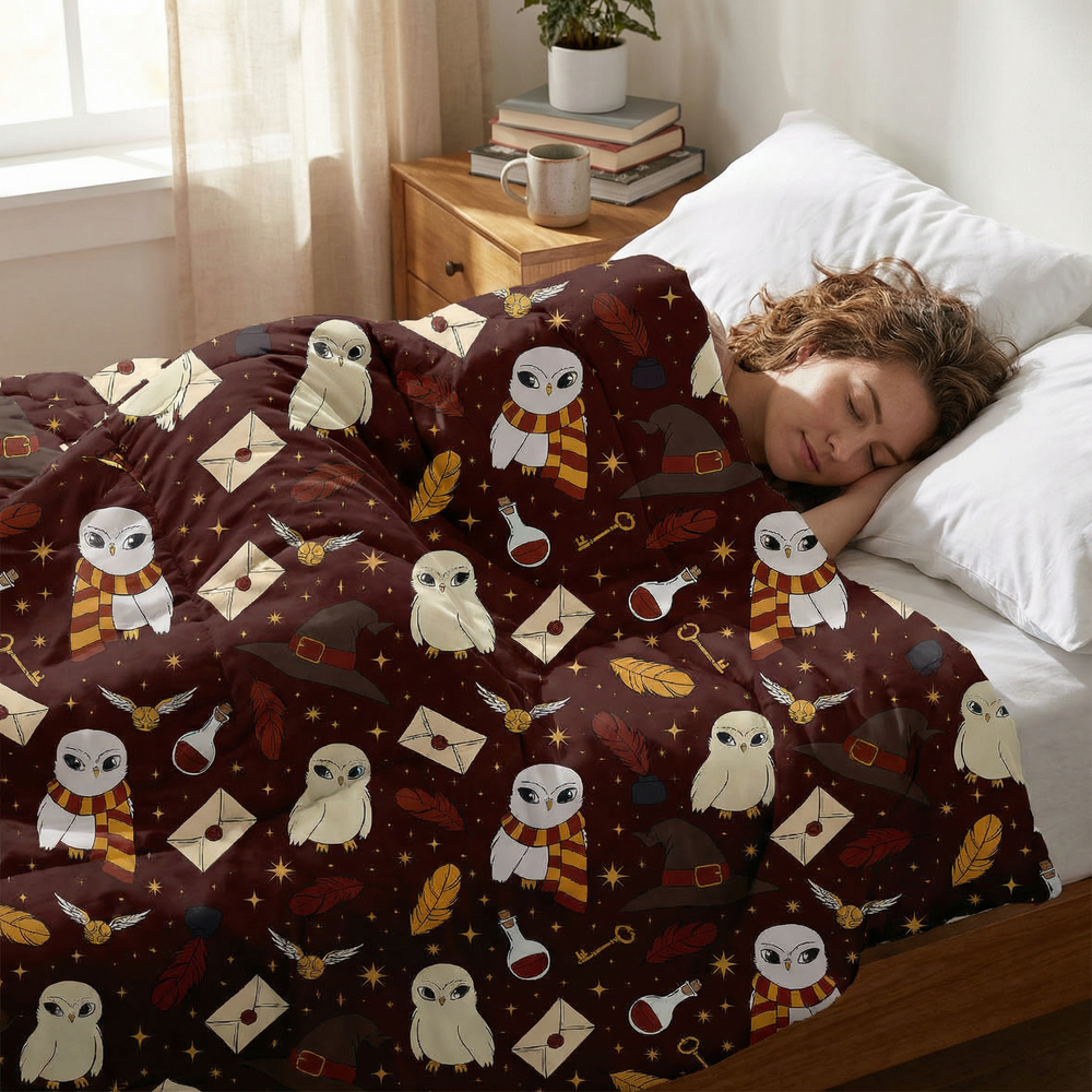 Coperta terapeutica originale - Magia Hedwig Coperta ponderata con rivestimento in cotone per bambini e adulti