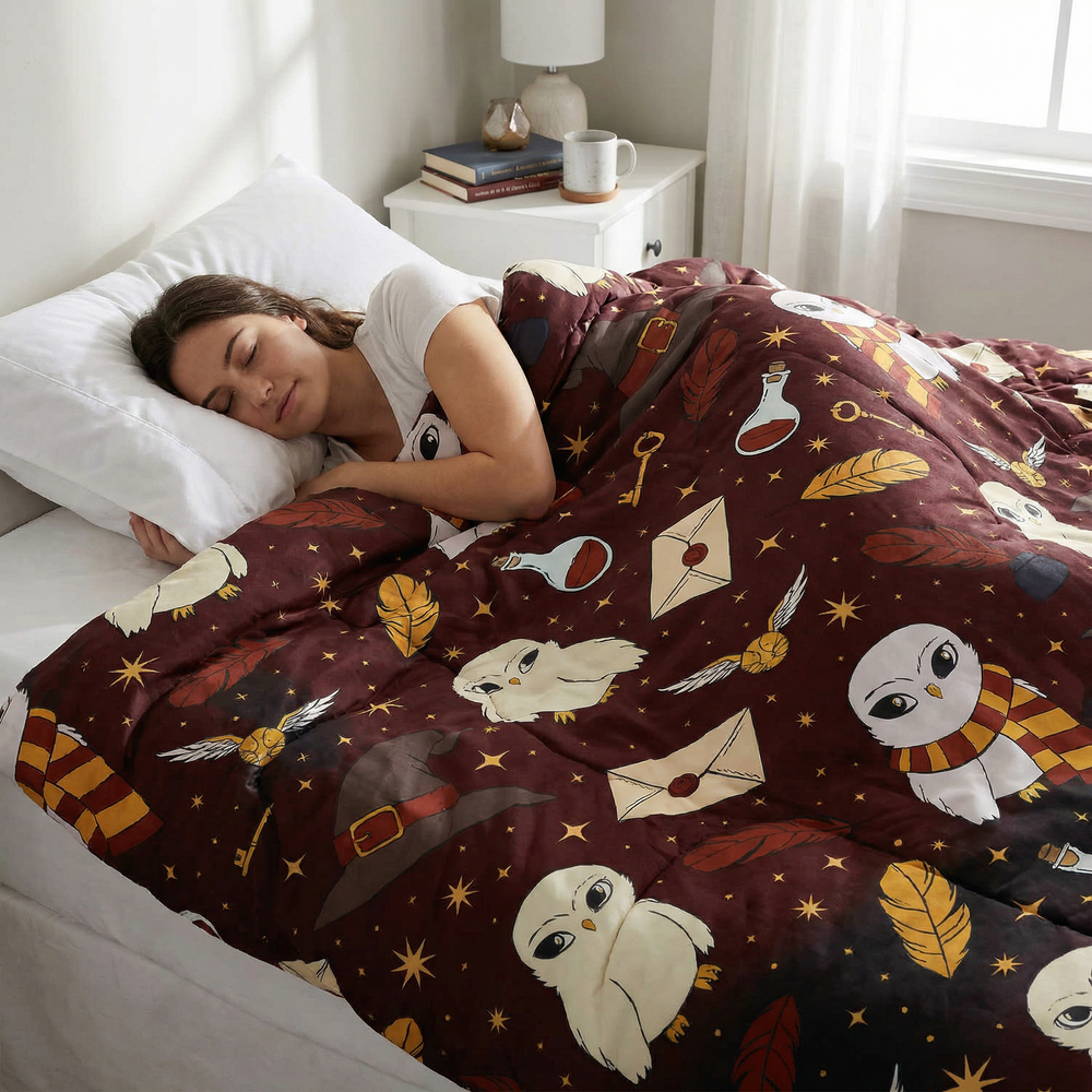 Coperta terapeutica originale - Magia Hedwig Coperta ponderata con rivestimento in cotone per bambini e adulti