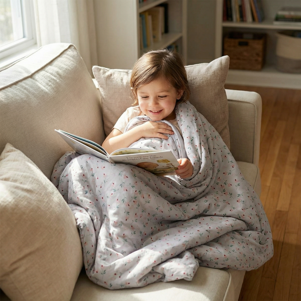 Coperta terapeutica originale - Coperta ponderata con margherite con rivestimento in cotone per bambini