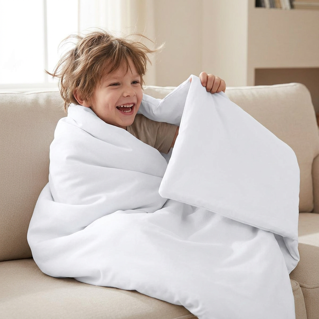 Original Therapiedecke - Gewichtsdecke mit Baumwollbezug in Weiß für Kinder