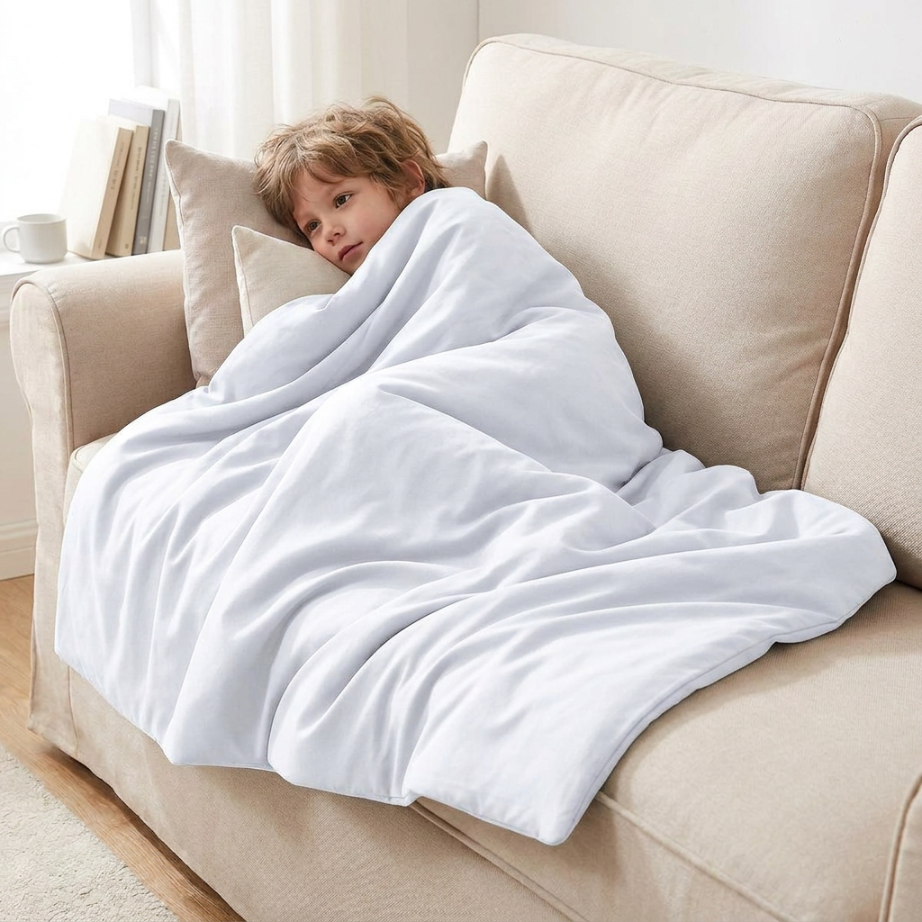 Original Therapiedecke - Gewichtsdecke mit Baumwollbezug in Weiß für Kinder