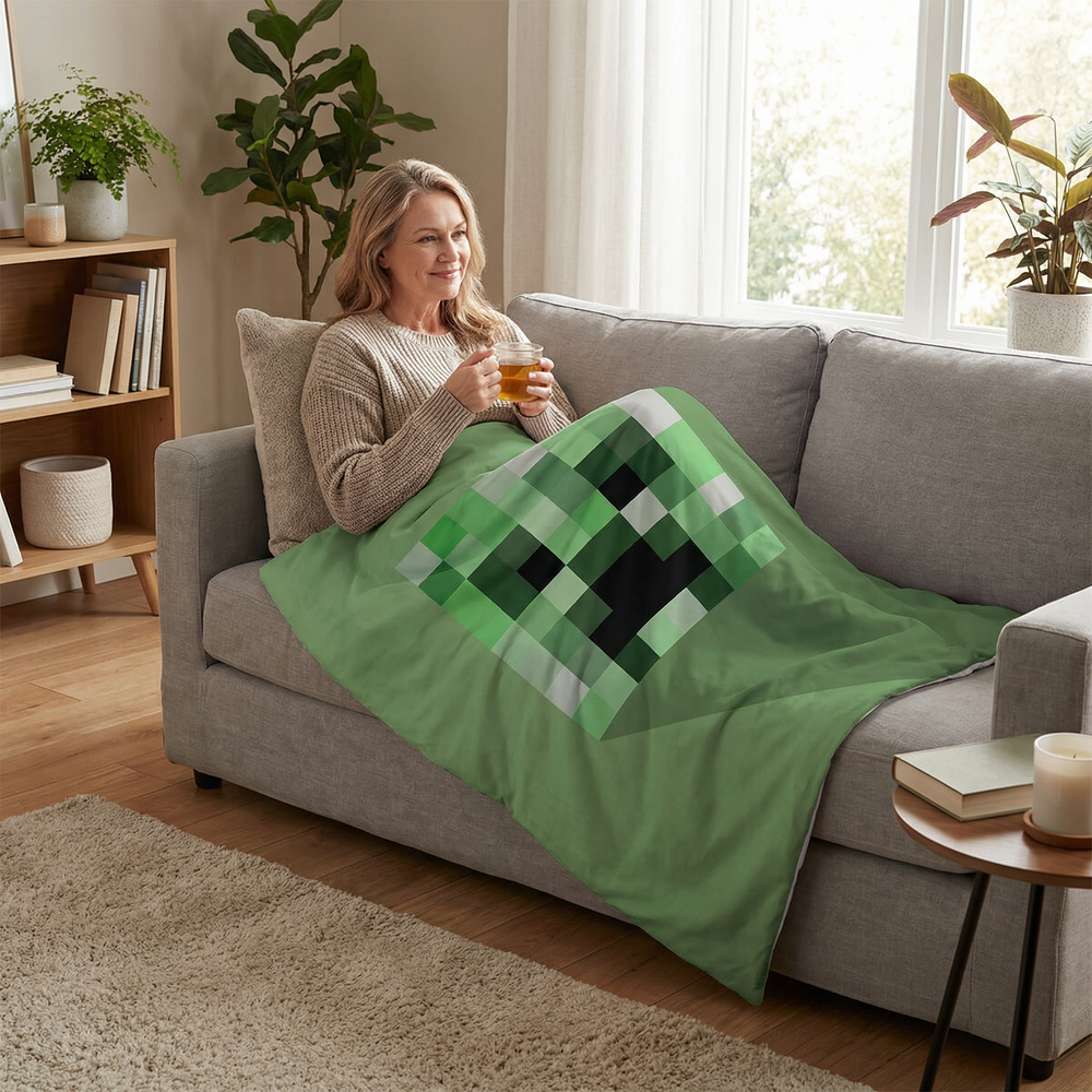 Coperta terapeutica originale - Coperta ponderata Minecraft Creeper con rivestimento in cotone per bambini e adulti