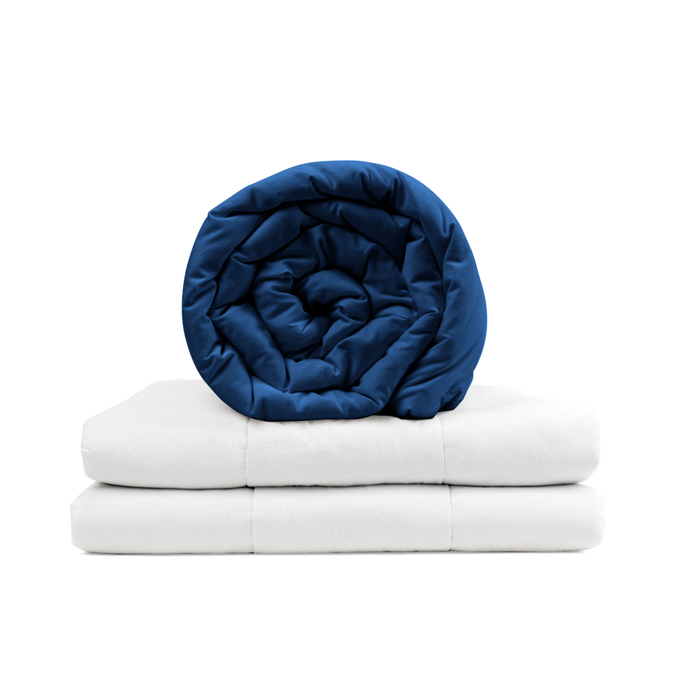 Coperta terapeutica originale - Coperta ponderata con rivestimento in cotone blu per adulti