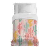 Coperta terapeutica originale - Rivestimento in cotone rosa con cactus colorati
