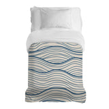 Coperta terapeutica originale - Rivestimento in cotone beige onde blu
