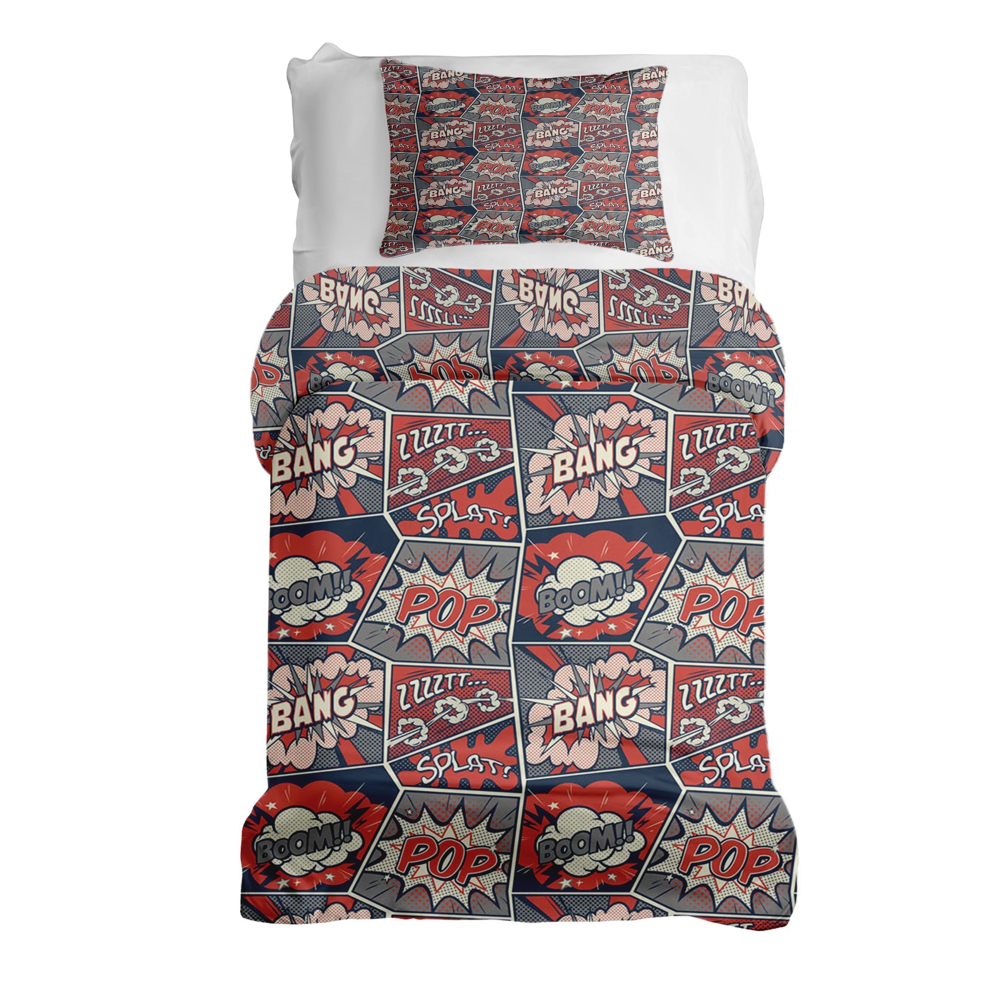 Set di biancheria da letto con coperta terapeutica rossa con fumetto