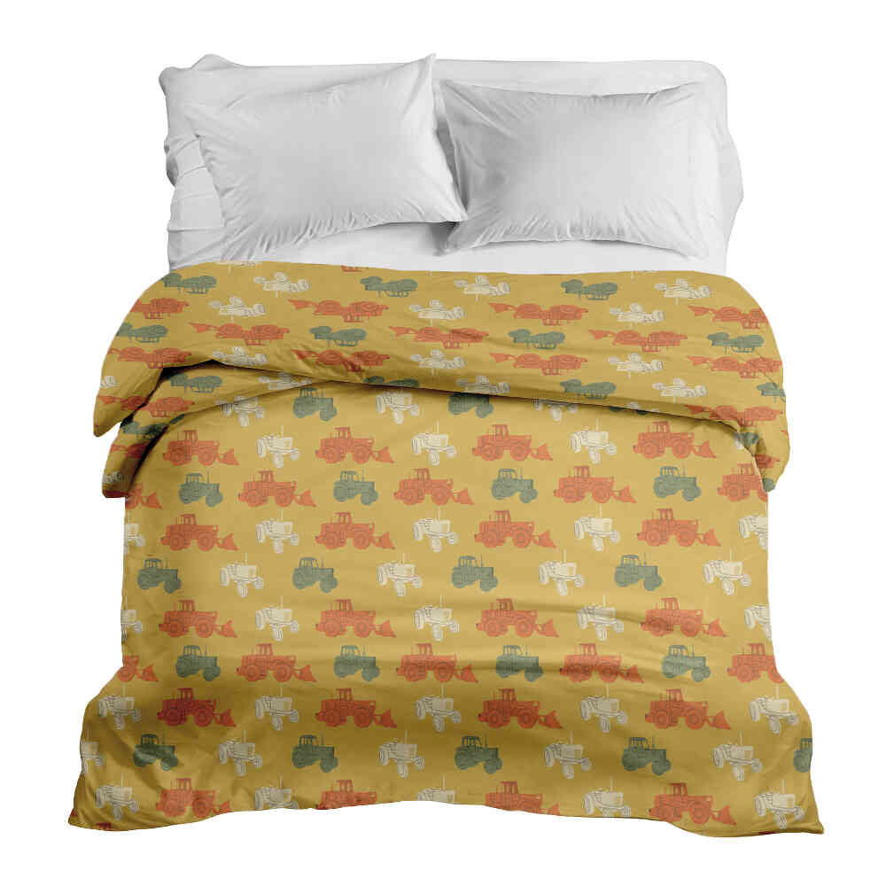 Coperta terapeutica originale - Rivestimento in cotone arancione con trattori