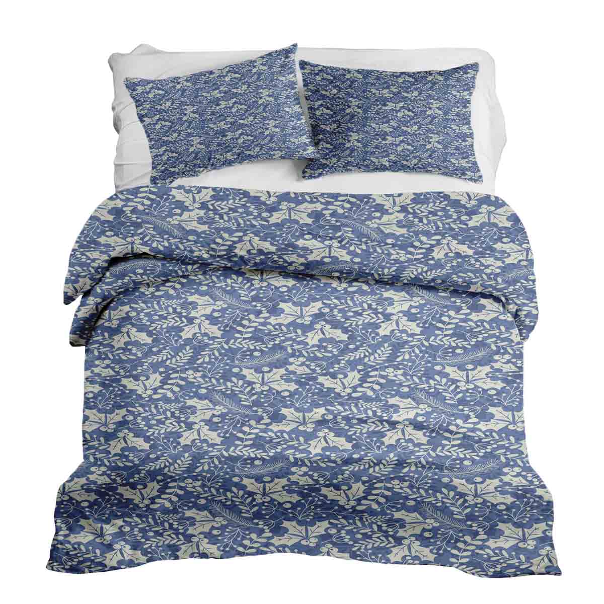 Set di biancheria da letto con coperta terapeutica blu Natale