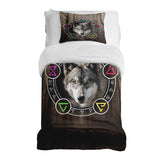 Set di biancheria da letto con coperta terapeutica marrone con lupo