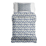 Set di biancheria da letto con coperte terapeutiche onde bianche blu