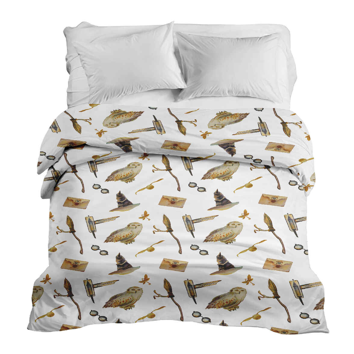 Coperta terapeutica originale - Rivestimento in cotone bianco con gufi