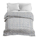 Coperta terapeutica originale - Rivestimento in cotone bianco con delicate forme blu