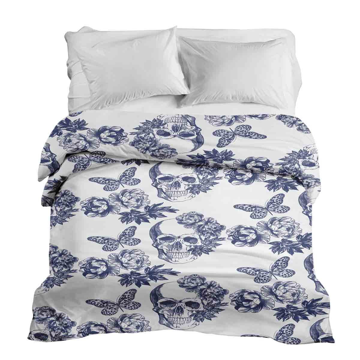 Coperta terapeutica originale - Rivestimento in cotone fiori teschio