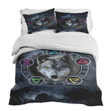 Set di biancheria da letto con coperta terapeutica grigia con lupo