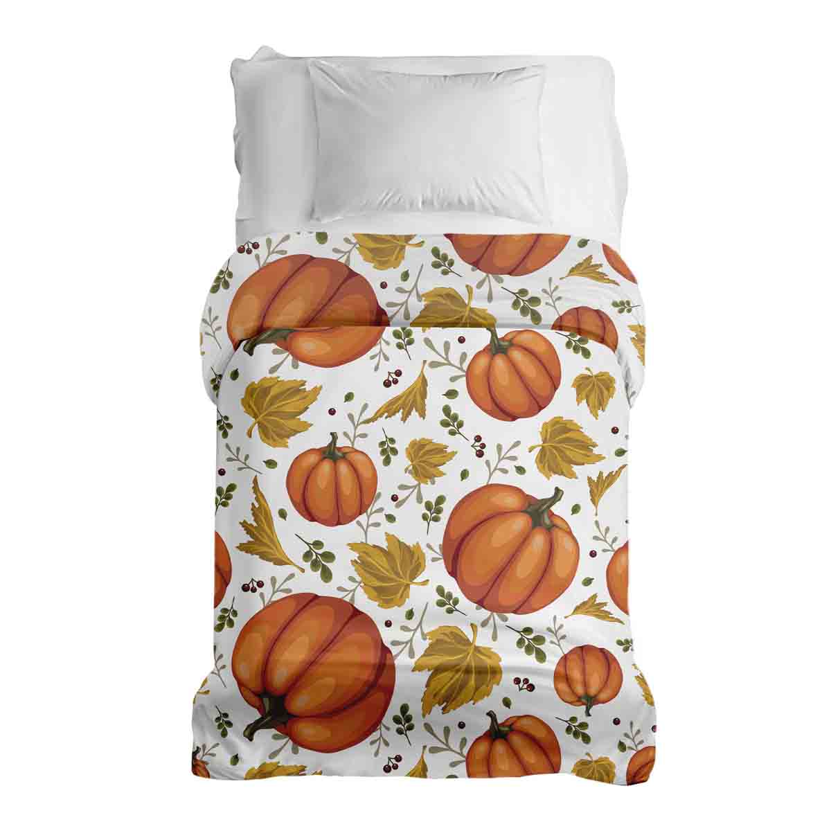 Coperta terapeutica originale - Rivestimento in cotone bianco con grandi zucche