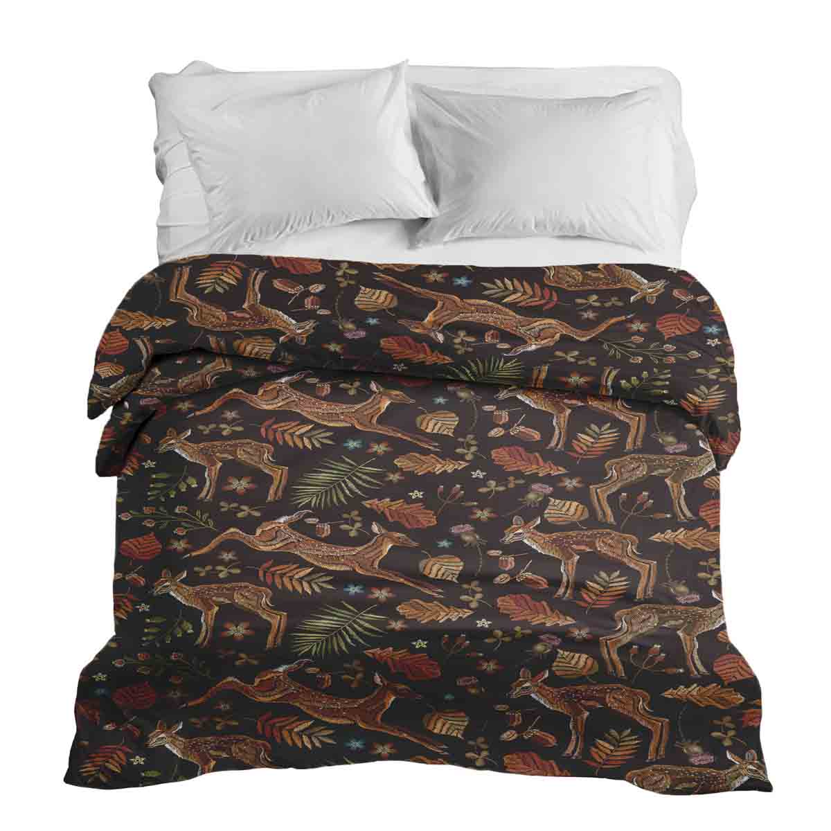 Coperta terapeutica originale - Rivestimento in cotone marrone con cervo