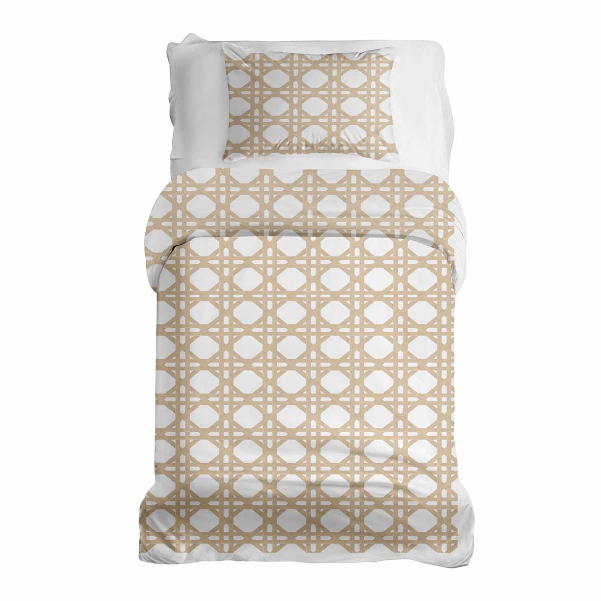 Set di biancheria da letto con coperte terapeutiche bianco con cerchi beige