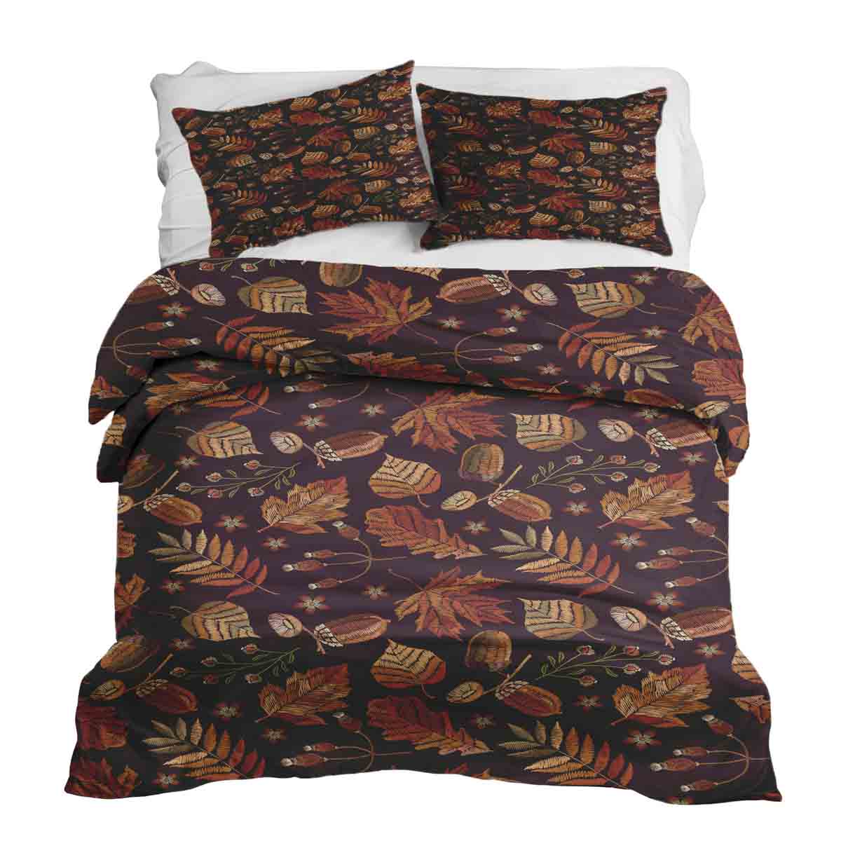 Set di biancheria da letto con coperte terapeutiche foglie autunnali marroni