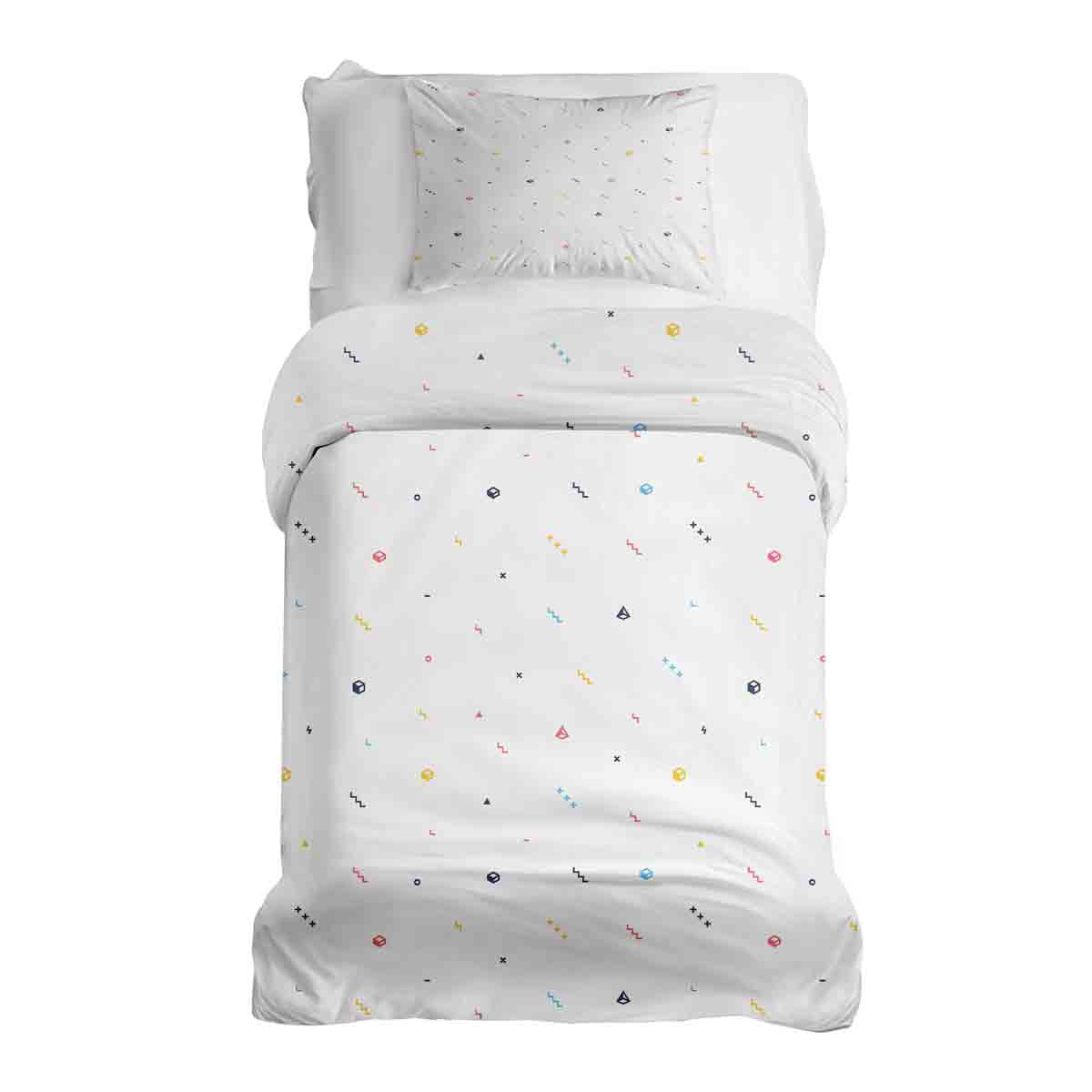 Set di biancheria da letto con coperte terapeutiche bianco con forme colorate