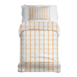 Set di biancheria da letto con coperta terapeutica gialla a quadri