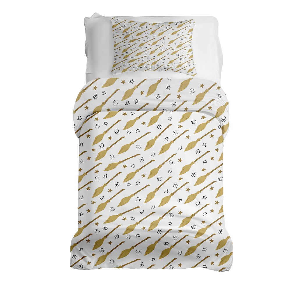 Set di biancheria da letto con coperte terapeutiche bianco con scopa di Harry
