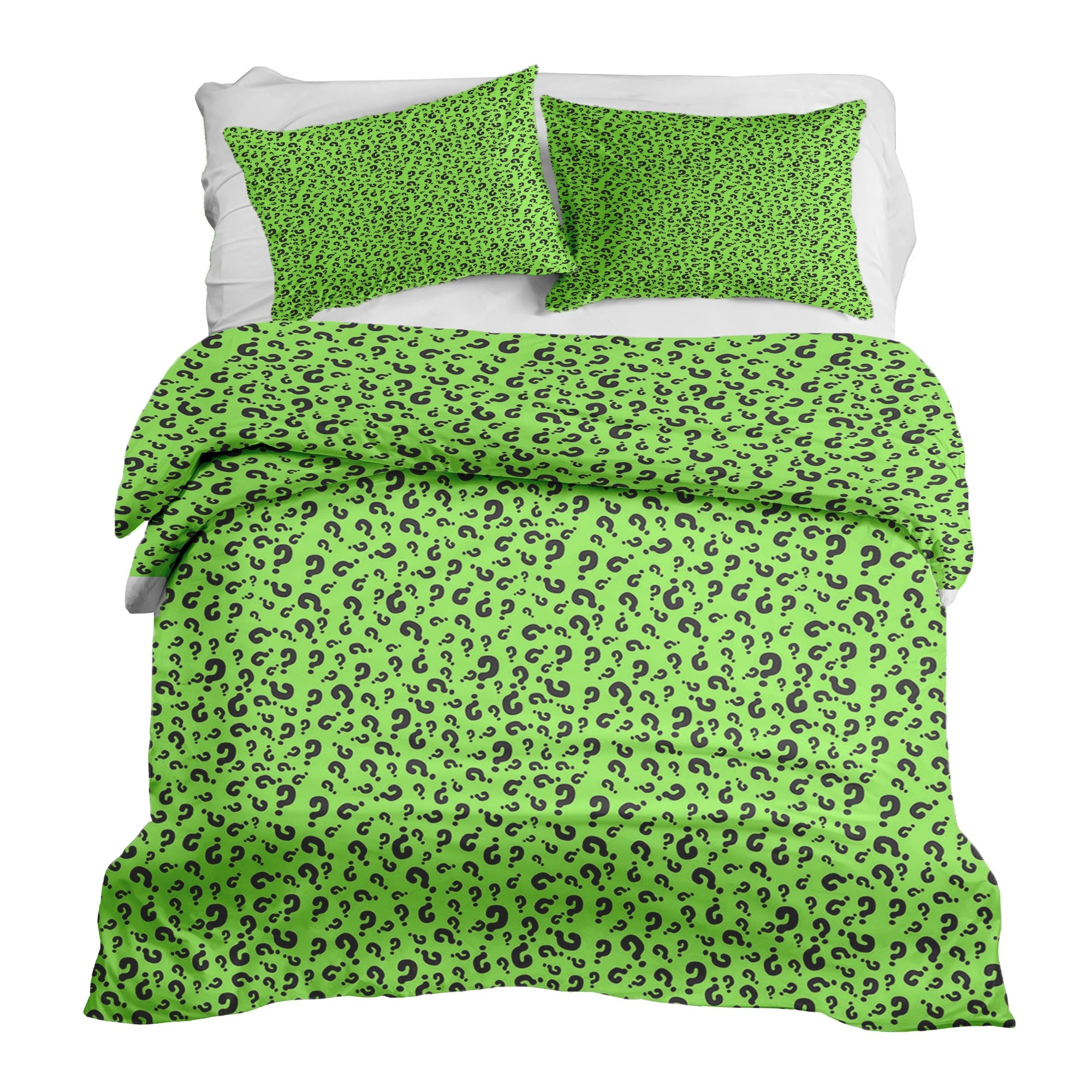 Set di biancheria da letto con coperta terapeutica verde chiaro con punto interrogativo