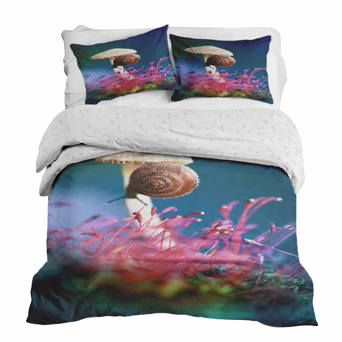 Set di biancheria da letto con coperta terapeutica con fungo e lumaca