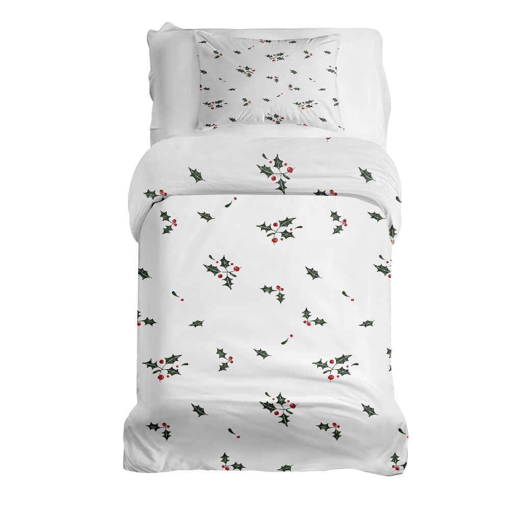 Set di biancheria da letto con coperte terapeutiche bianco rametti di vischio