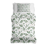 Set di biancheria da letto con coperte terapeutiche bianco con rami di eucalipto