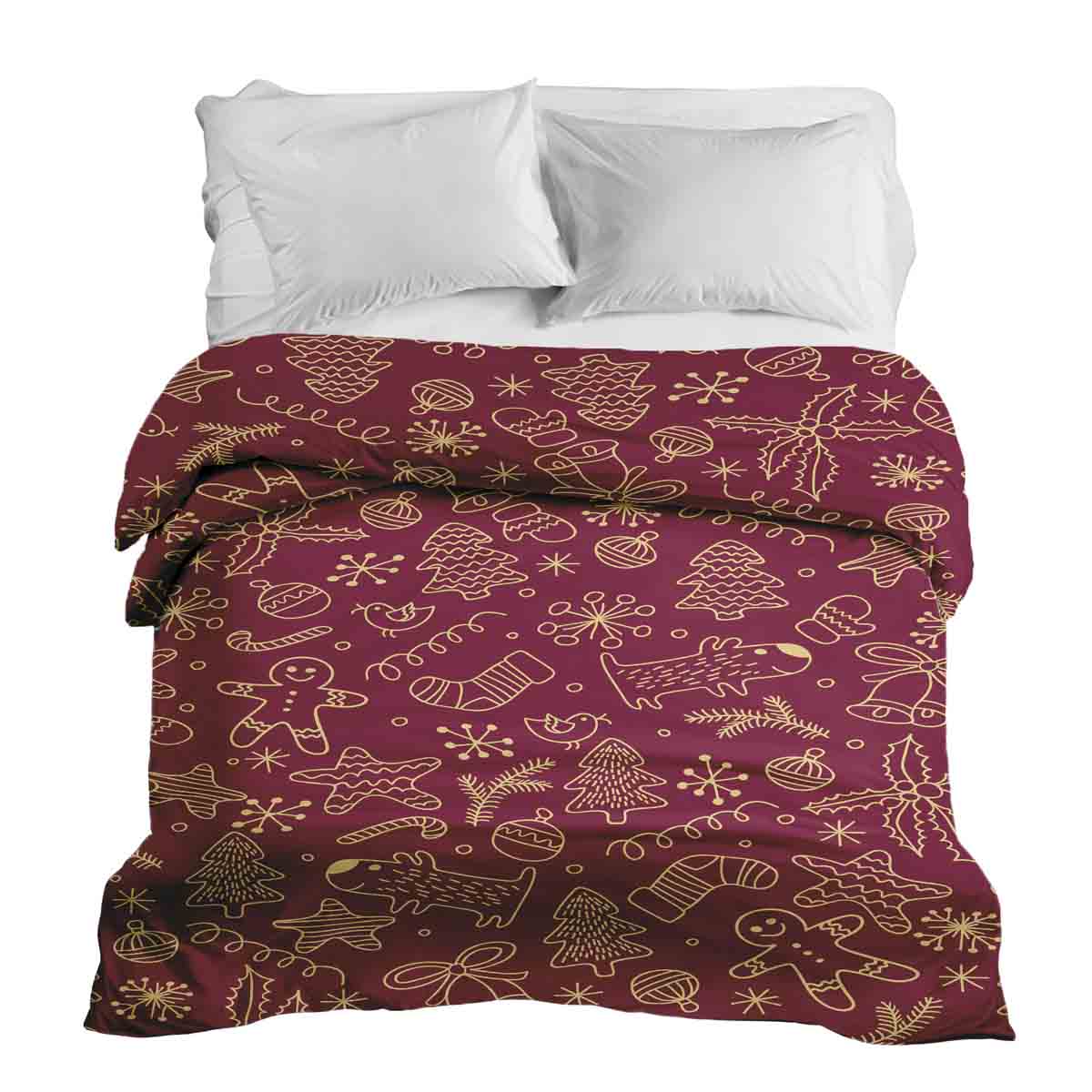 Coperta terapeutica originale - Rivestimento in cotone rosso con divertenti motivi natalizi