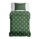 Set di biancheria da letto con coperte terapeutiche verde con alberi di abete
