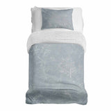 Set di biancheria da letto con coperta terapeutica grigia con fiocchi di neve