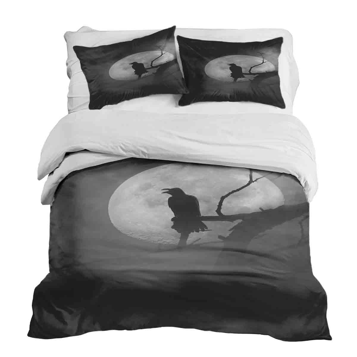 Set di biancheria da letto con coperta terapeutica Corvo nella luce della luna