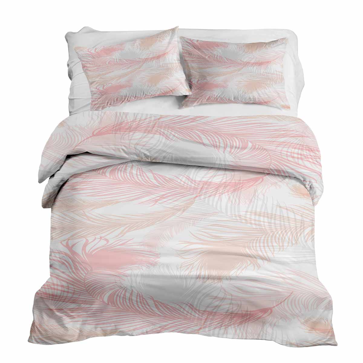 Set di biancheria da letto con coperta terapeutica bianca con piume rosa