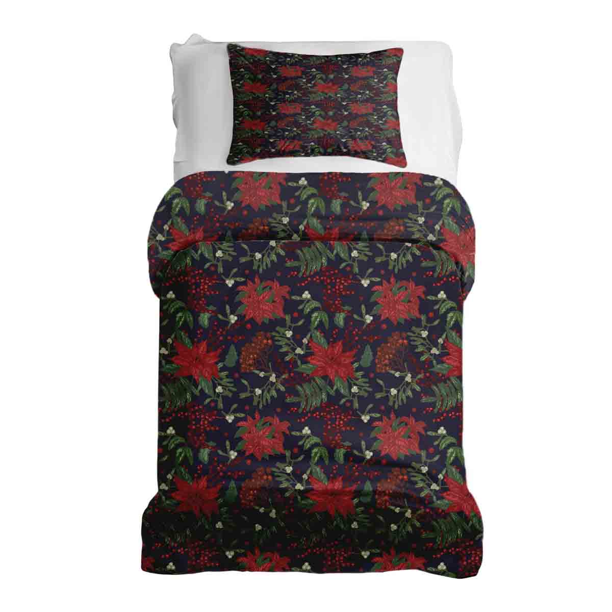 Set di biancheria da letto con coperta terapeutica e stella di Natale rossa