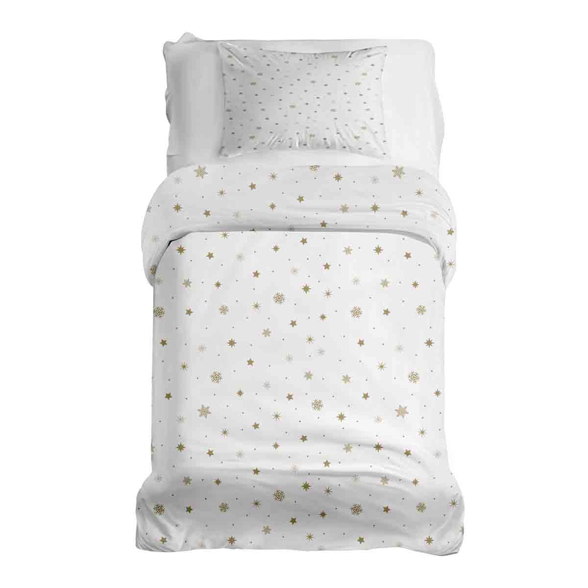 Set di biancheria da letto con coperte terapeutiche bianco con stelle dorate
