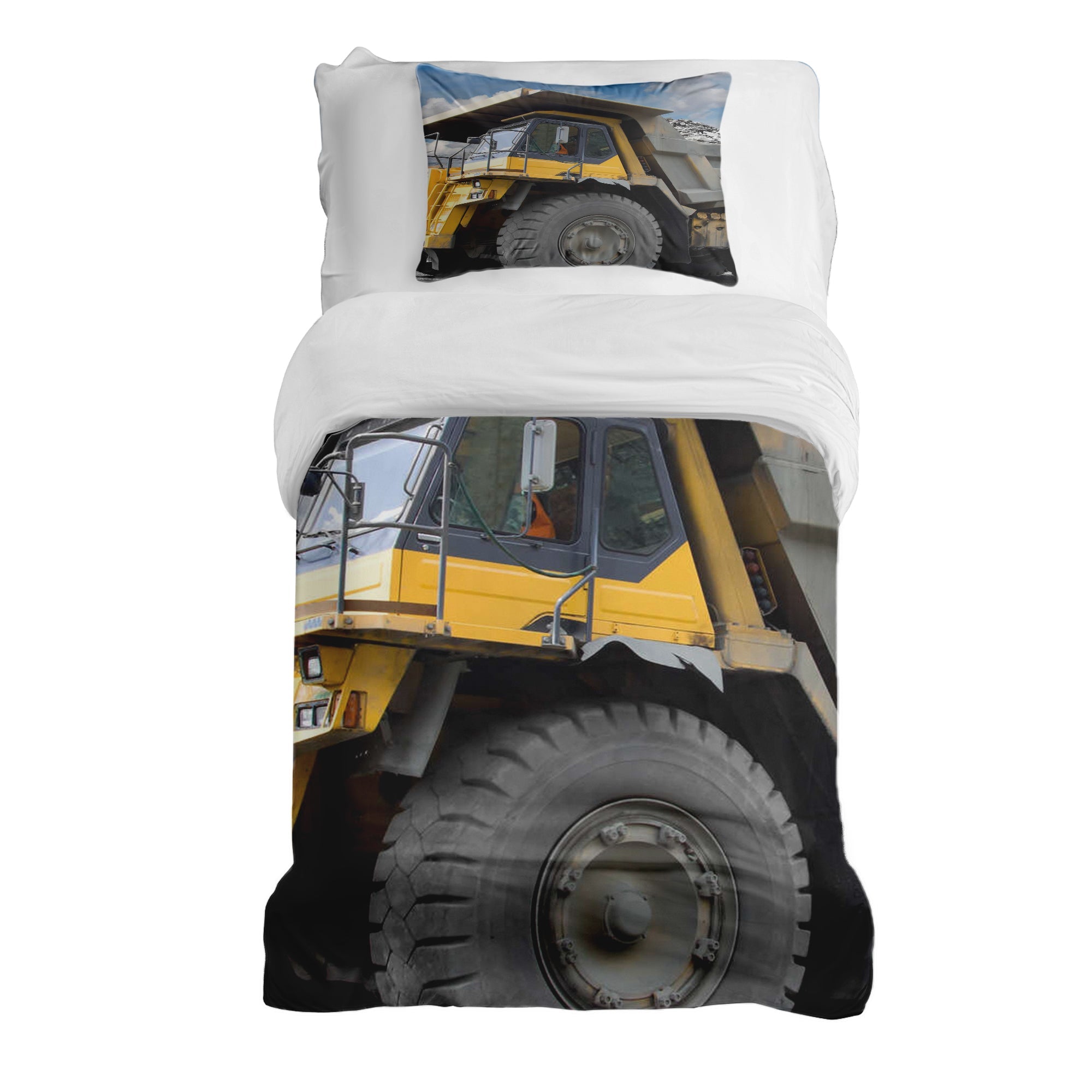 Set di biancheria da letto con coperta terapeutica camion giallo