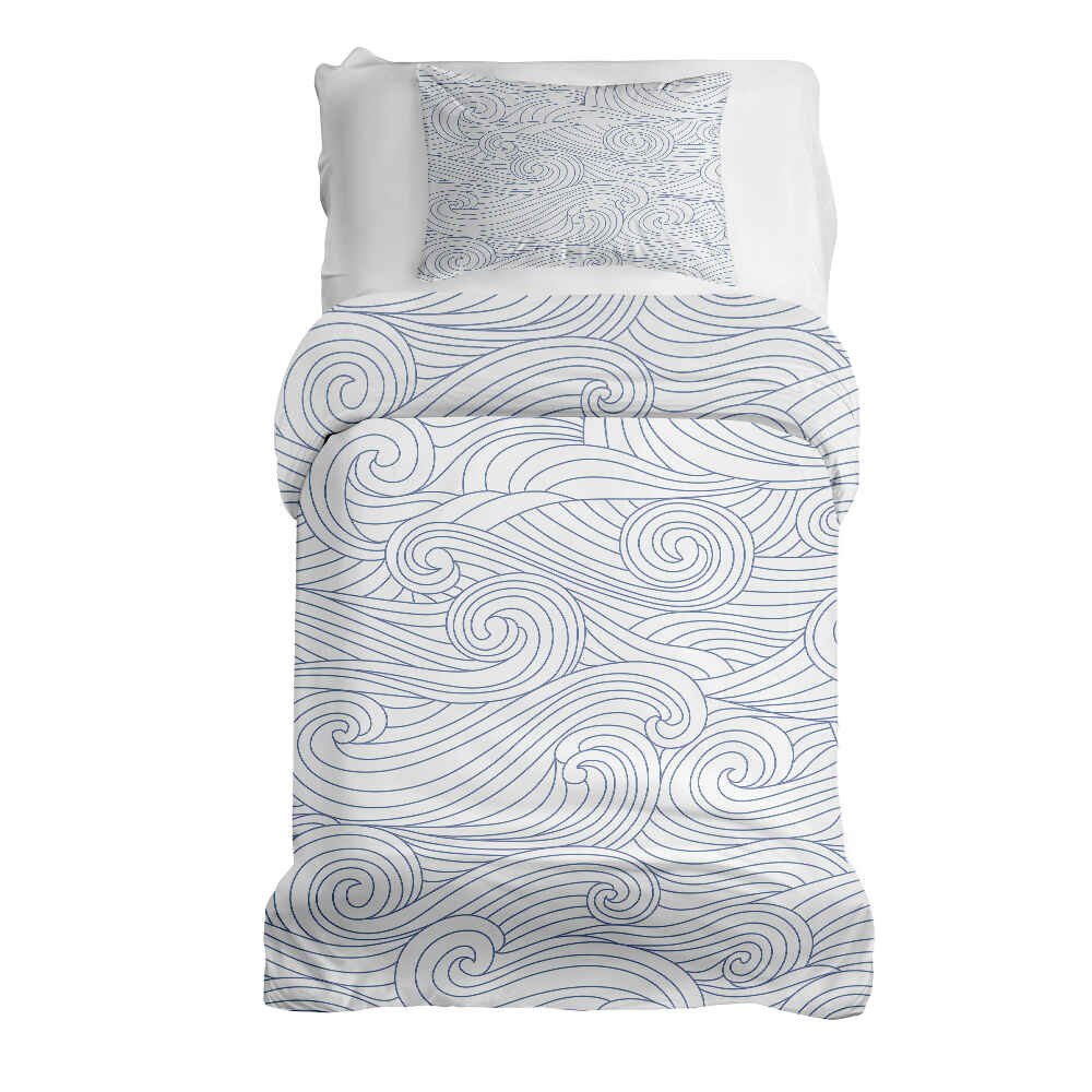 Set di biancheria da letto con coperte terapeutiche onde blu
