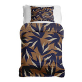 Set di biancheria da letto con coperta terapeutica marrone con foglie blu