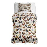 Set di biancheria da letto con coperte terapeutiche bianco con molti polli