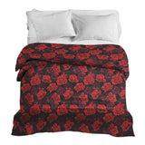 Coperta terapeutica originale - Rivestimento in cotone nero con rose rosse