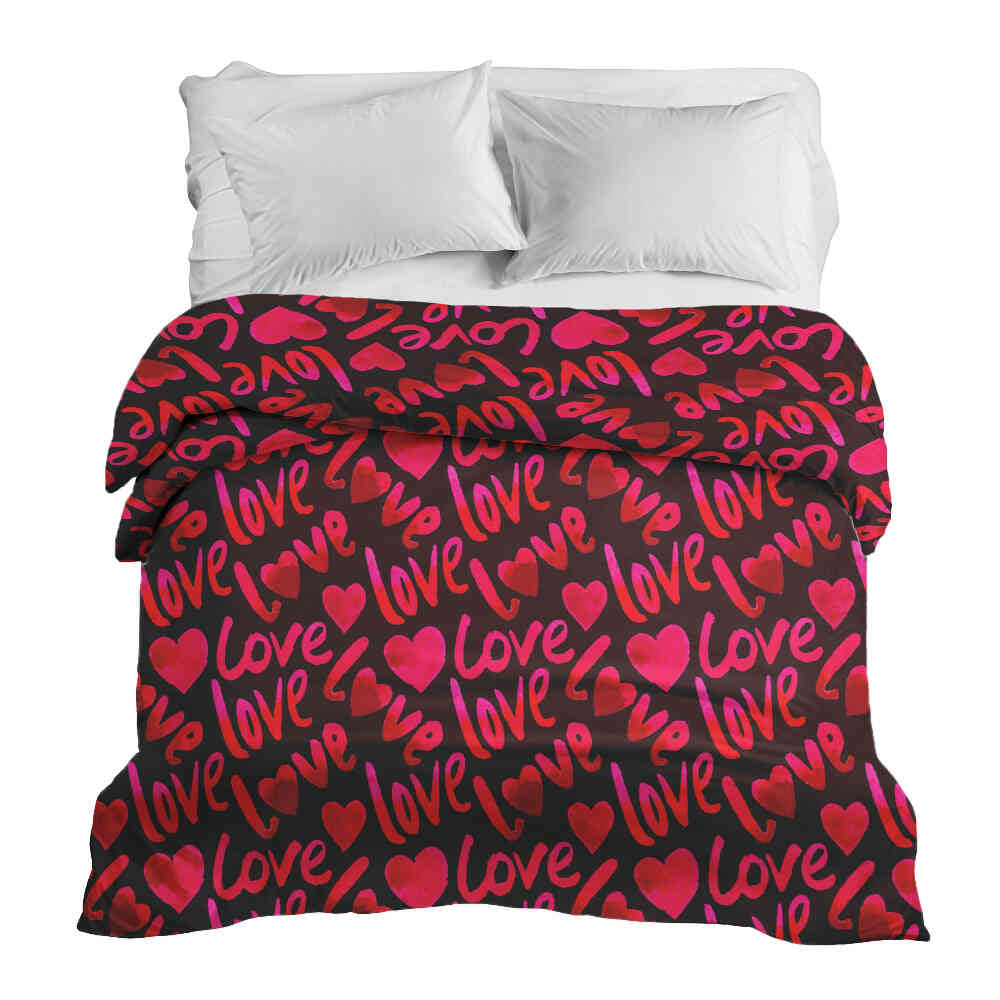 Coperta terapeutica originale - Rivestimento in cotone nero con scritta Love