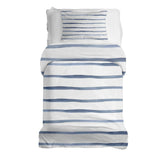 Set di biancheria da letto con coperte terapeutiche a righe orizzontali blu