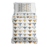Set di biancheria da letto con coperte terapeutiche bianche con teste di toro