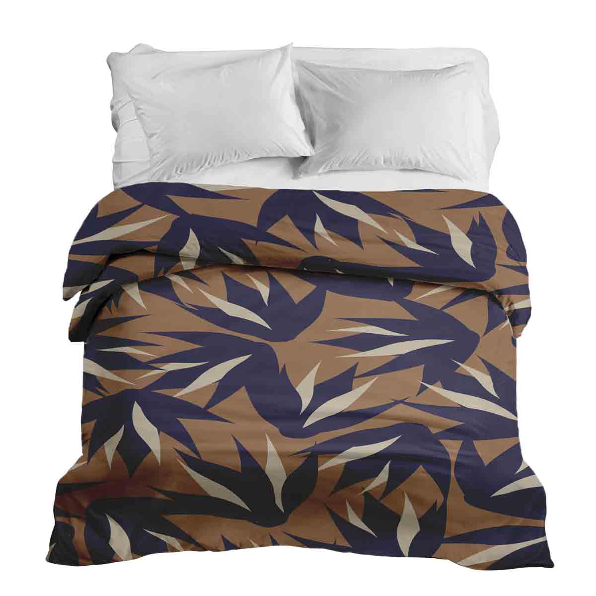 Coperta terapeutica originale - Rivestimento in cotone marrone con foglie blu