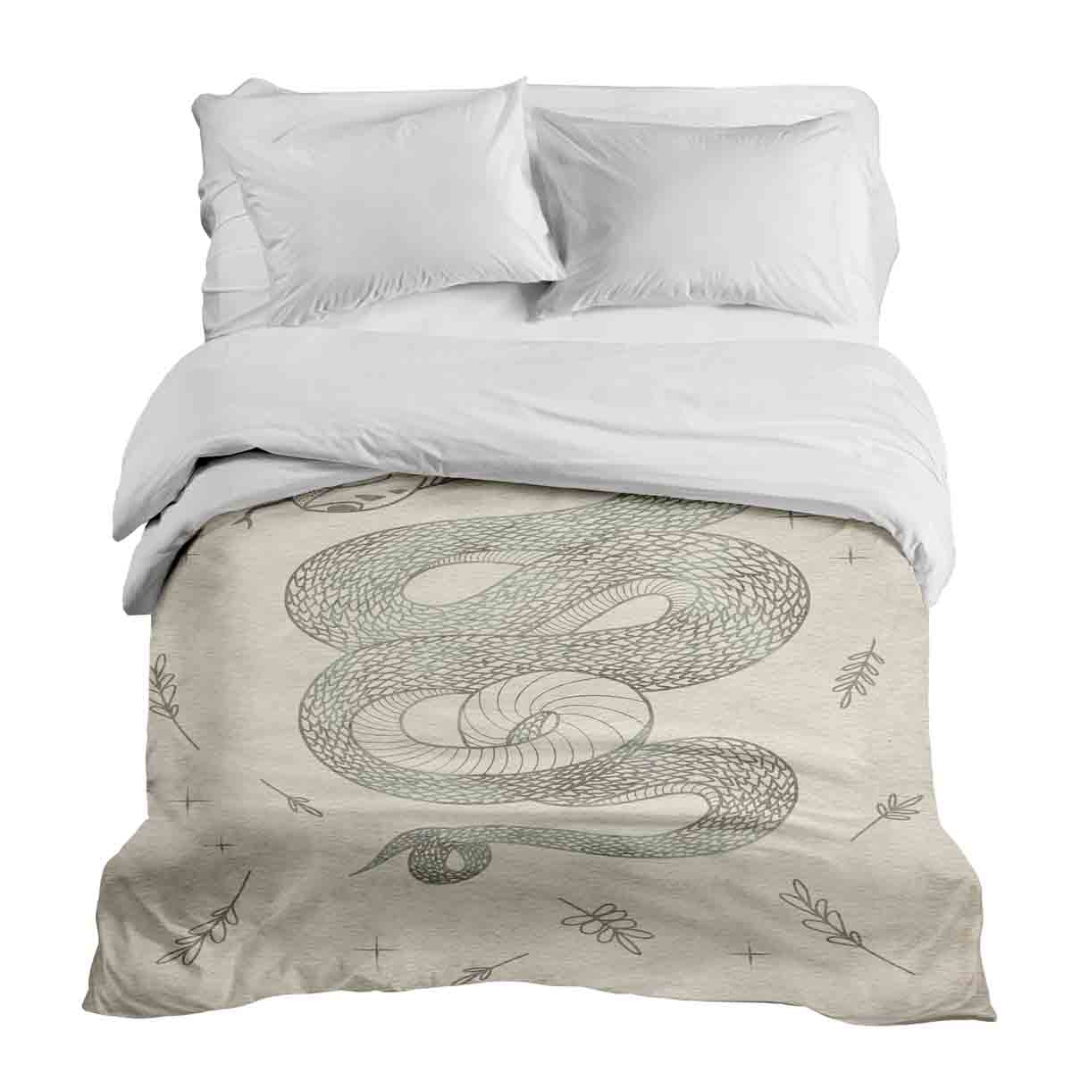 Coperta terapeutica originale - Rivestimento in cotone beige con serpente