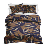 Set di biancheria da letto con coperta terapeutica marrone con foglie blu