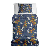 Set di biancheria da letto con coperta terapeutica blu con mazzo di fiori