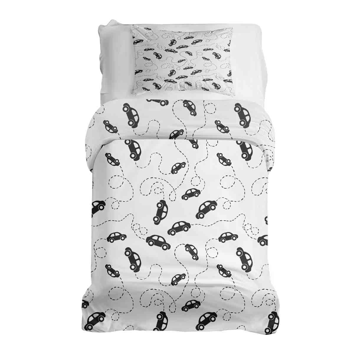 Set di biancheria da letto con coperte terapeutiche e automobili nere