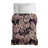 Coperta terapeutica originale - Rivestimento in cotone nero con foglie viola